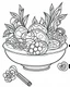 Placeholder: outline art for stoners coloring pages with A very simple and super minimal design featuring a bowl of fruit on a table., white background, sketch style, fully body, only use outline, cartoon style, clean line art, white background, no shadows and clear and well outlined