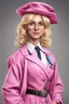 Placeholder: Een dom blondje die haar dokterdiploma heeft gekregen dankzij CHATGPT. Straalt domheid uit. Haar graduation outfit is volledig roze. Karikaturaal, carnavalesk, er zijn dokterattributen, denk legally blind en greys anantomy Dokter moet duidelijk zijn. Ze is lelijk, veel koninklijker, grootser, giganttisch, echt carnaval. Hoed is echt groot en karikaturaal, dom, moet wel nog steeds graduation hoed zijn, geen heksenhoed, gewoon grote graduation hoed. De vest is dicht, tinten blauw, graduation sjaal