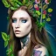 Placeholder: "perfect long-haired woman, full face tattoo of flower art and trees extending past face and morphing into reality, 8k resolution, high-quality, fine-detail, intricate, digital art, volumetric lighting