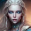 Placeholder: ice queen blue eyes long blond hair smiling face in elden ring realistic