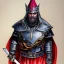 Placeholder: dungeons and dragons, fantasy, dwarf, dark priest, full plate armour, ironclad, dark metal, dark red glow, watercolour, large strokes, distinct face, portrait, head, crude crown