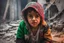 Placeholder: A crying Palestinian child in a broken building, Palestine flag, neon effect , close picture, highly detailed, high details, detailed portrait, masterpiece,ultra detailed, ultra quality