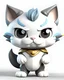 Placeholder: cute Chibi 3d Warrior Cat s in a t-shirt design, vector art, white background, in the style of Disney animation, white background