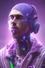 Placeholder: lionel Messi style cyberpunk, purple tones, high lighting