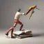 Placeholder: Book with arms and legs hitting a person with a book.