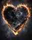 Placeholder: Moon in shape of realisitic heart, biological heart, cinematic, {abstract}, depression, black background, atmospheric, fire, DLSR, soft focus, dispersion