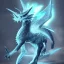 Placeholder: ice dragon with white mask, lots of spikes on its neck, spikes on its back, a few spikes on its tail, and a lightning ball beside it