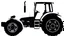 Placeholder: side profile silhouette of a modern tractor, vector on white background