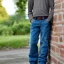 Placeholder: Older Teen boy in Jeans pants full body picture