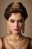 Placeholder: beautiful and gorgerous duchess with incredible jewellery in 19th century clothing by Greg Rutkowski and Artgerm and Emile Vernon and Vladimir Volegov, in a brown dress, mystical castle background, art illustration, natural beauty, muted colors, pastels, perfect fingers, higly detailed, expressive, high detail, symmetrical, digital painting, symmetrical eyes, dynamic lighting, artstation, cinematic lighting, intricate artwork, emitting diodes, smoke, artillery, sparks, racks, system unit, mother