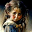 Placeholder: little girl with big, sad, dark brown sparkling eyes, Jean-Baptiste Monge Started from image: