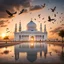 Placeholder: Hyper Realistic Kartarpur Sikh Shrine with Cloudy Sunset & Birds Flying Showing dramatic & cinematic ambiance