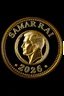 Placeholder: view of the word, SamarrraiAI 2026, on a golden , with picture of , man head in the middle of the coin