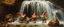 Placeholder: master oil painting by Rembrandt,cute trolls dancing inside waterfall