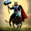 Placeholder: thor with his hammer on horse