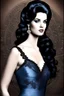 Placeholder: dark brown wood panel background with an overhead spotlight effect, 18-year-old Princess, Wendy Breeze, Resembled Elvis Presley, Queen of Werewolves, with Black hair, blue eyes, stacked, head and shoulders portrait, wearing a blue, lacy Prom dress with a tiara, full color -- Absolute Reality v6, Absolute reality, Realism Engine XL - v1