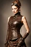 Placeholder: steampunk, women's leather clothing with pleats