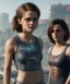 Placeholder: Emma Watson, full-length, in a swimsuit, cyberpunk 2077, photorealistic illustration, 16k