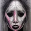 Placeholder: Silver on black paper portrait of female face of migraine, face distorted with pain, reverse colors, screaming, tears streaming from eyes, colorless, glitchcore, dystopian, horror, ultra realist texture, intricate line drawing,