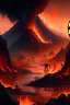 Placeholder: A fiery, volcanic landscape, with rivers of molten lava carving through the blackened earth, while hardy, flame-resistant creatures make their home in the harsh environment.