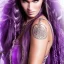 Placeholder: viking queen with purple armor, delicate purple braided hair, white flowing dress, highly detailed, 8k, ambient light, megan fox