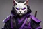 Placeholder: turnaround tech wear samurai with a evil cat face and dark purple eyes