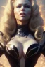 Placeholder: Pamela Anderson as evil queen in black leather, leather, busty, cleavage, angry, stern look. character design by cory loftis, fenghua zhong, ryohei hase, ismail inceoglu and ruan jia. unreal engine 5, artistic lighting, highly detailed, photorealistic, fantasy