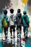 Placeholder: BACK VIEW 4 African boys walking togetherSpeedpaint_with_large_brush_strokes_and paint splatter by Jeremy Mann, Jeremy Mann, Pino Daeni, Alphonse Mucha, Alex Maleev and Liz Gael, oil splash, Paint Strokes, Ink Drip, paint splatter, a masterpiece, 8k resolution, trending on artstation, highly detailed intricate, black_lineart, sharp focus"