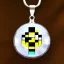 Placeholder: Clear polyester necklace with a pendant featuring a design inspired by a favorite video game character