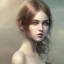 Placeholder: Young women , delicate, friendly, soft eyes, brown haar, future art,round warm look, misterous look sweet face