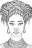 Placeholder: african girl face with beautiful hairstyle coloring page