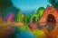 Placeholder: of a colorful lakeside with strange cute friendly creatures with huge eyes, mouth, long tongue and round teeth appearing from the waters, in the style of gehry and gaudi, macro lens, highly detailed, shallow depth of fielf, digital painting, trending artstation, concept art, illustration, cinematic lighting, vibrant colors, photorealism, epic, octane render