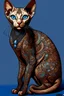 Placeholder: art by Boris Kostygov, intricate detailed Sphynx siamese cat with blue eyes