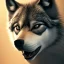 Placeholder: black wolf, black, masterpiece, expert, 8K, hyperrealism, sharp focus, cinematic lighting, blue