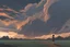 Placeholder: Anime teen guy flying a kite in a hurricane monsoon typhoon lightning clouds sunset