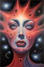 Placeholder: Busch painting style A big scary face out of A nightmare from light." Stars are holes in the fabric of reality, from which a blinding, painful light pours. Nebulae resemble phantasmagorical visions.