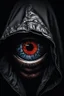 Placeholder: The image vividly captures a close-up of a human eye with the reflection of a hooded figure holding a knife. Dramatic, volumetric lighting on the face, scary, the scene is filled with tension, emphasizing the sharp contrast between fear and evil. The detailed reflection of the hooded killer figure in the tearful eye conveys a deep sense of impending fateful encounter and a tense, terrifying, thriller atmosphere.