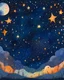 Placeholder: A dreamy night sky filled with constellations and a crescent moon, providing a celestial setting for various nocturnal creatures.