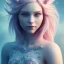 Placeholder: cheerful fairy, big smile, pink, blonde hair, beautiful, whole face, whole top hair head, wide open blue eyes, transparent wings onn the back, hyperrealism, masterpiece, expert, cinematic lighting, sharp focus, 8K, pastel, macro lens, woman, detailed, flower