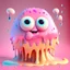 Placeholder: A large blob jelly like, whimsical dripping, slimy & gooey ((pink blob monster) playful scary, ice cream colourful, 3d render, maya, highly detailed, Z brush, cgi, (Pixar 3D art) jellylike, wobbly texture, big white eyes, fun yet scary, slime ball, smooth, super cute, animated hyper realism, long wobbly arms, funny feet, ((blob)), quirky, funny feet, (pop surrealism), modular constructivism, genetically altered tomato with jello like body, big eyes, smiling, salivating, shiny,