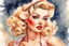 Placeholder: Pin-up, blonde, watercolor, fine rendering, high detail, 8K,