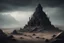 Placeholder: dark creepy fantasy mausoleum in the distance on top a large barren rocky hill