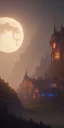 Placeholder: middle age castle with dragon in the sky, night , cloud in the sky , full moon , bird in the sky,fire place in the bazaar , high resolution, super realistic, unreal engine, cinematic lighting,