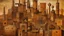 Placeholder: A brownish bronze steampunk city painted by Paul Klee