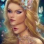 Placeholder: Lying down beautiful face princess blond fairy smiling with sparkle jewel bikini and butterflies in hair magic