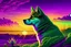 Placeholder: marijuana doge watching trippy green and purple sunset