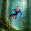 Placeholder: jim carey as superman flying through forest, 4k, Highly Detailed, perfect eyes, Digital Illustration, Cinematic Lighting, Realistic, Sharp Focus, Centered, Beautifully Lit, Bioluminescent by Stanley Artgerm Lau