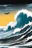Placeholder: [illustration by Kelley Jones] À l’aube, je me lève, Vers La Piste, la planche sous le bras, Sur la vague, je me lève aussi, Une, deux, trois fois, je vole.