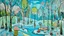 Placeholder: A pale sky blue winter wonderland made out of ice cream and popsicles painted by Paul Gauguin