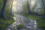 Placeholder:  winding stone path lit river